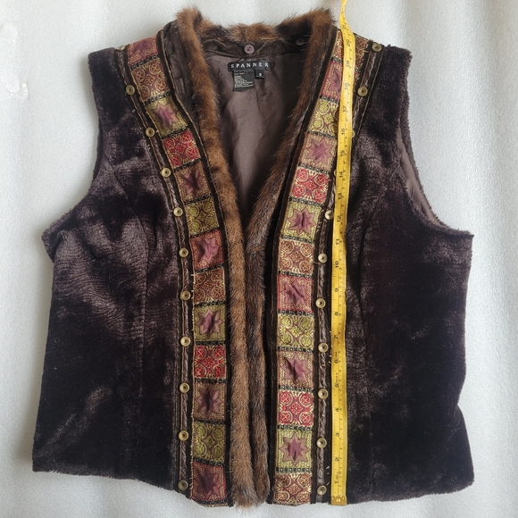 Vintage Bohemian Faux Fur Vest With Embroidery Hippie Boho Small - Picture 13 of 13